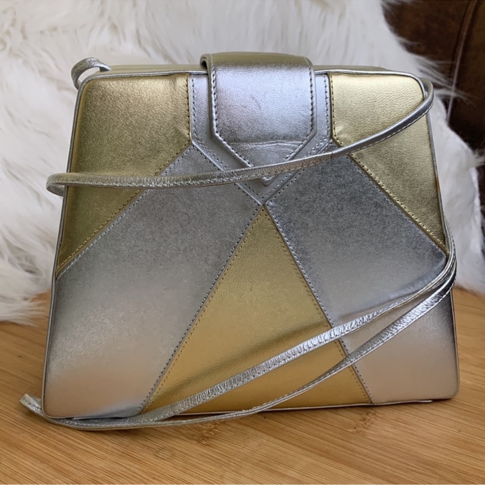 Vintage Barbara Bolan Metallic Ombre Geometric Shoulder Bag - Picture 16 of 16